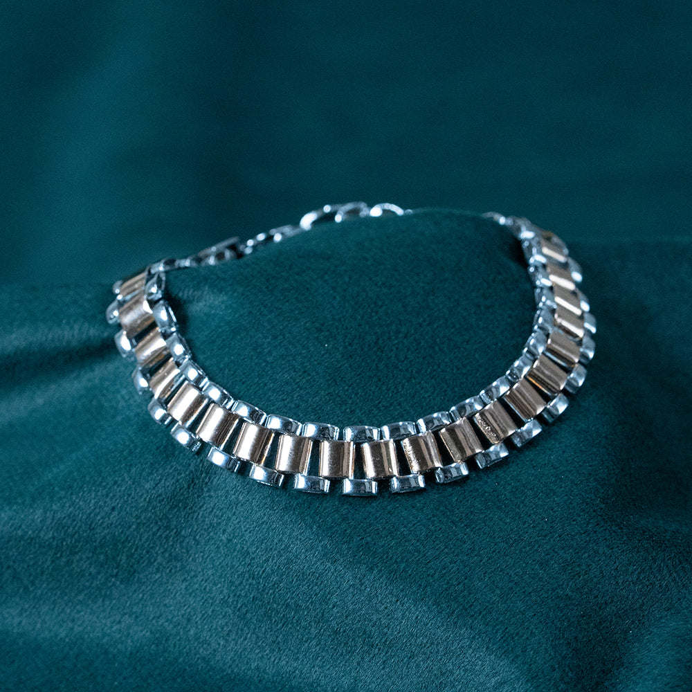 Two-Tone Silver Link Bracelet
