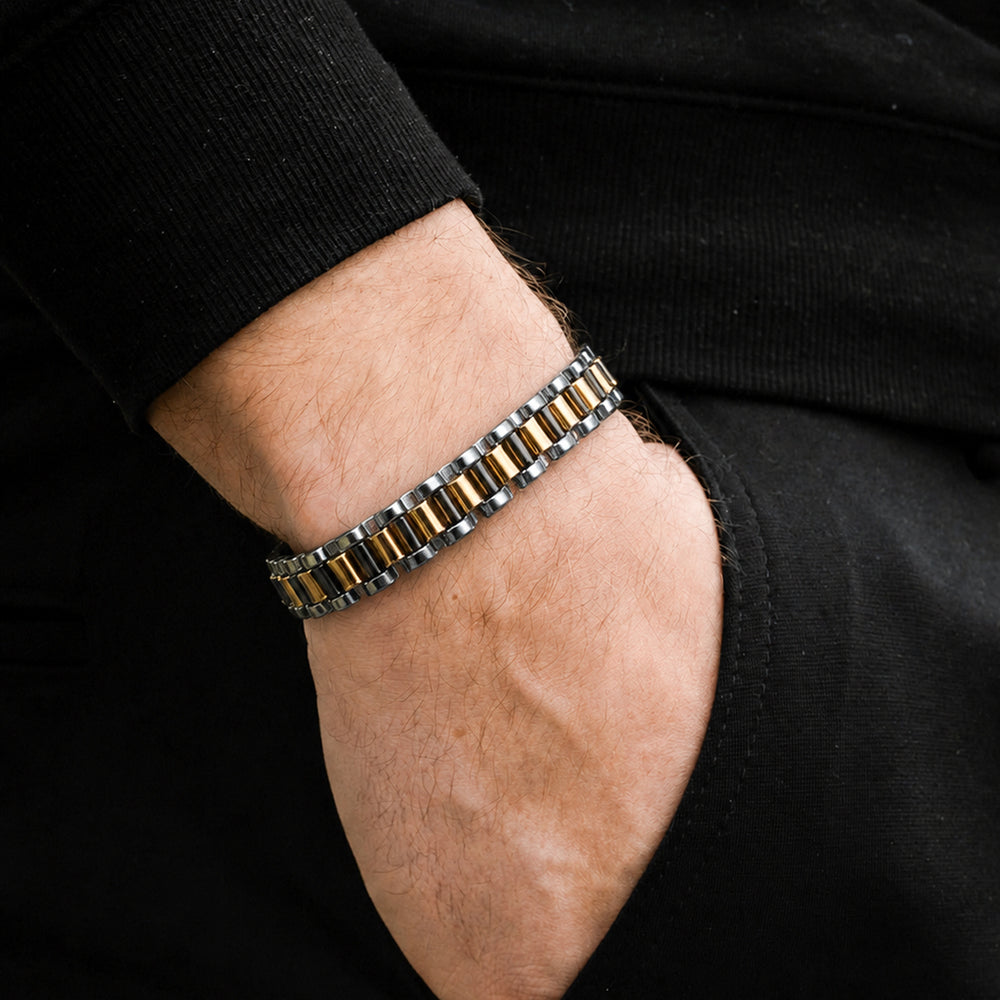 Two-Tone Silver Link Bracelet