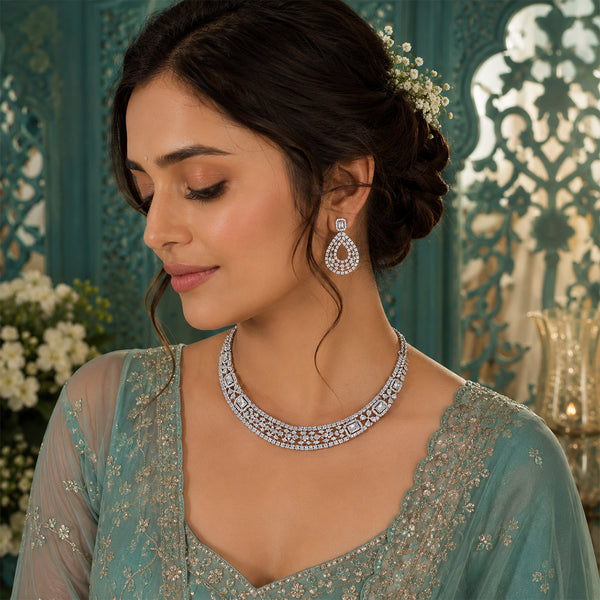 Luxury Silver Necklace Set