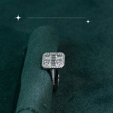 Square Halo Baguette Ring