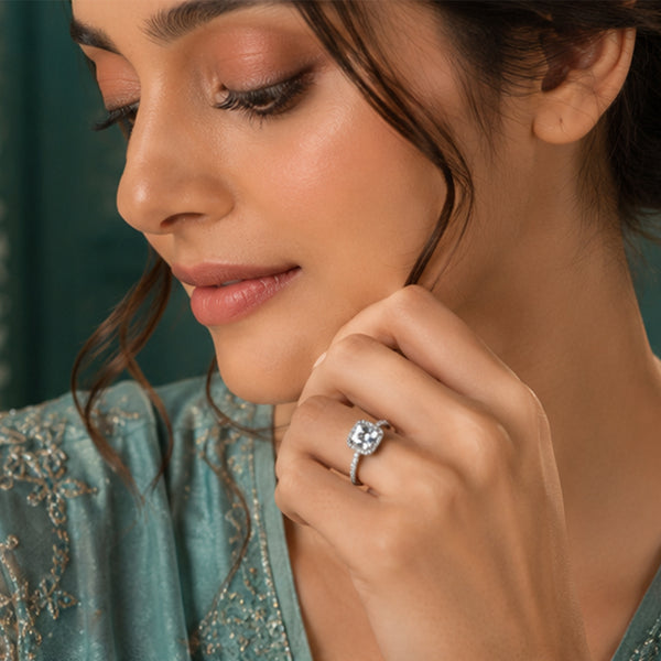 Timeless Cushion Halo Ring