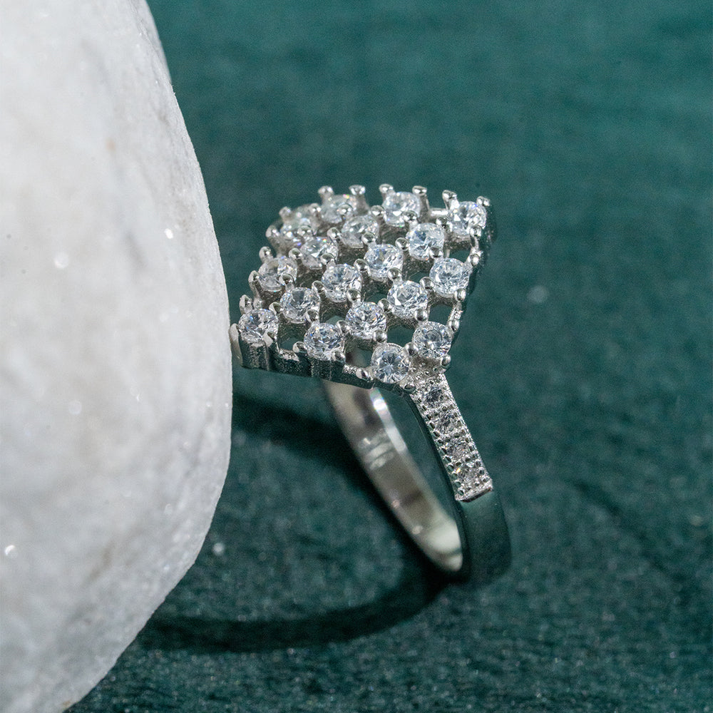 925 Sterling Silver Ladies Cluster Ring