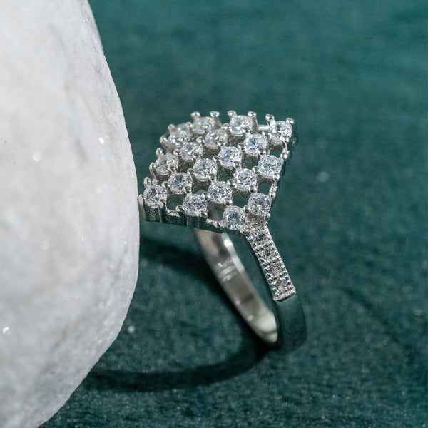 925 Sterling Silver Ladies Cluster Ring