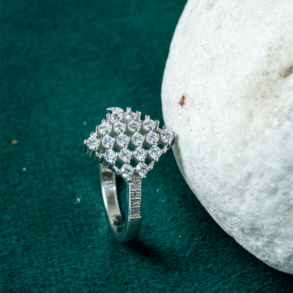 925 Sterling Silver Ladies Cluster Ring